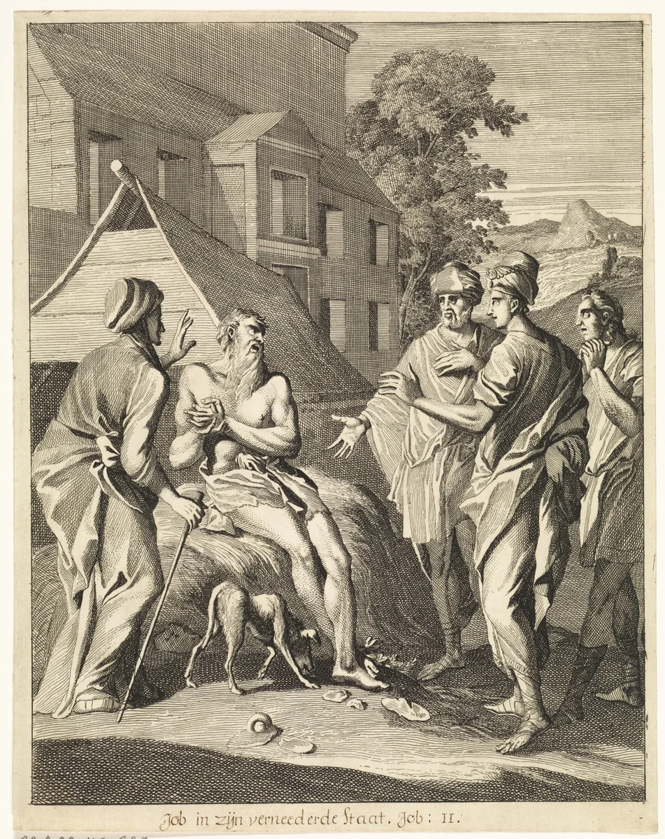 Job op de mesthoop by Caspar Luyken, print, 1708