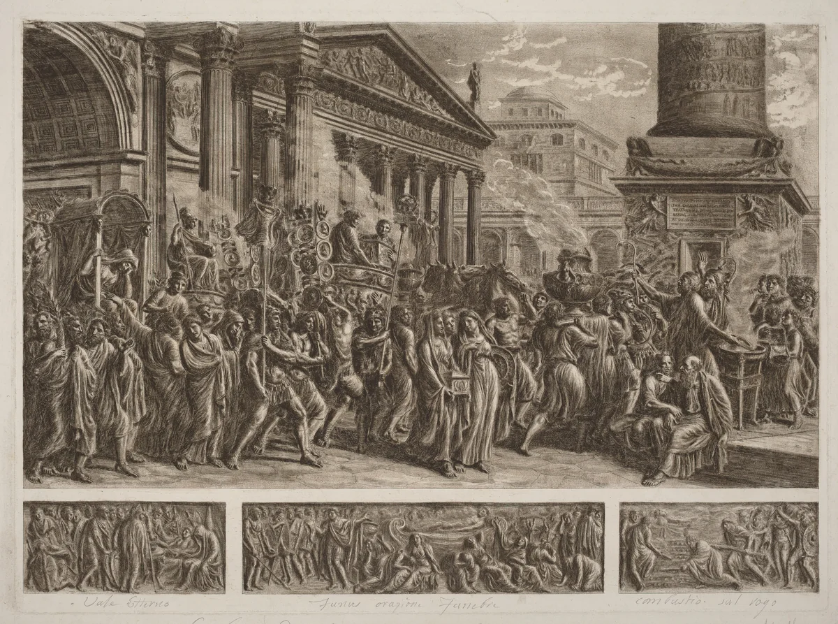 The Ashes of Trajan Carried in a Triumphal Procession by Luigi Ademollo, print, 1764-1849