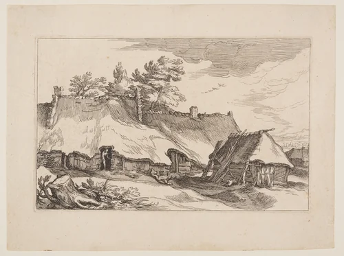 Plate 14, from Landscapes with Farmhouses by Boëtius Adamsz. Bolswert, print, 1614