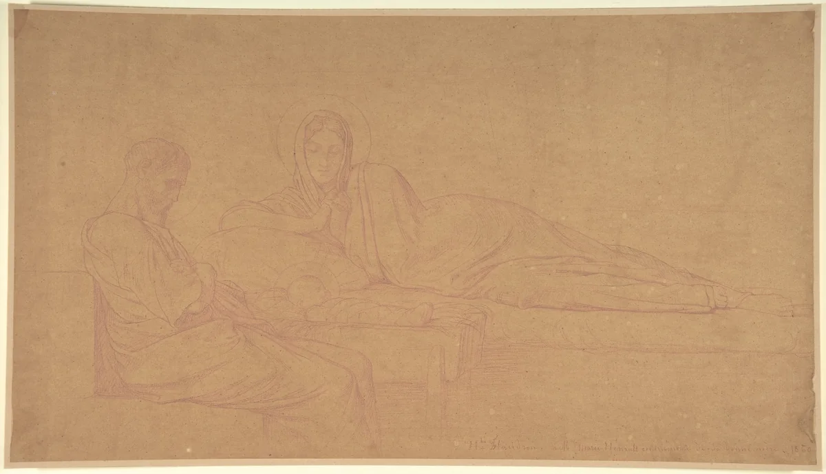 The Nativity by Hippolyte Flandrin, drawing, 1860