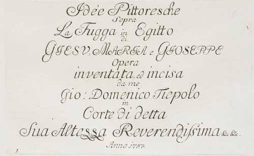 Title Page to The Flight into Egypt by Giovanni Domenico Tiepolo, print, 1753