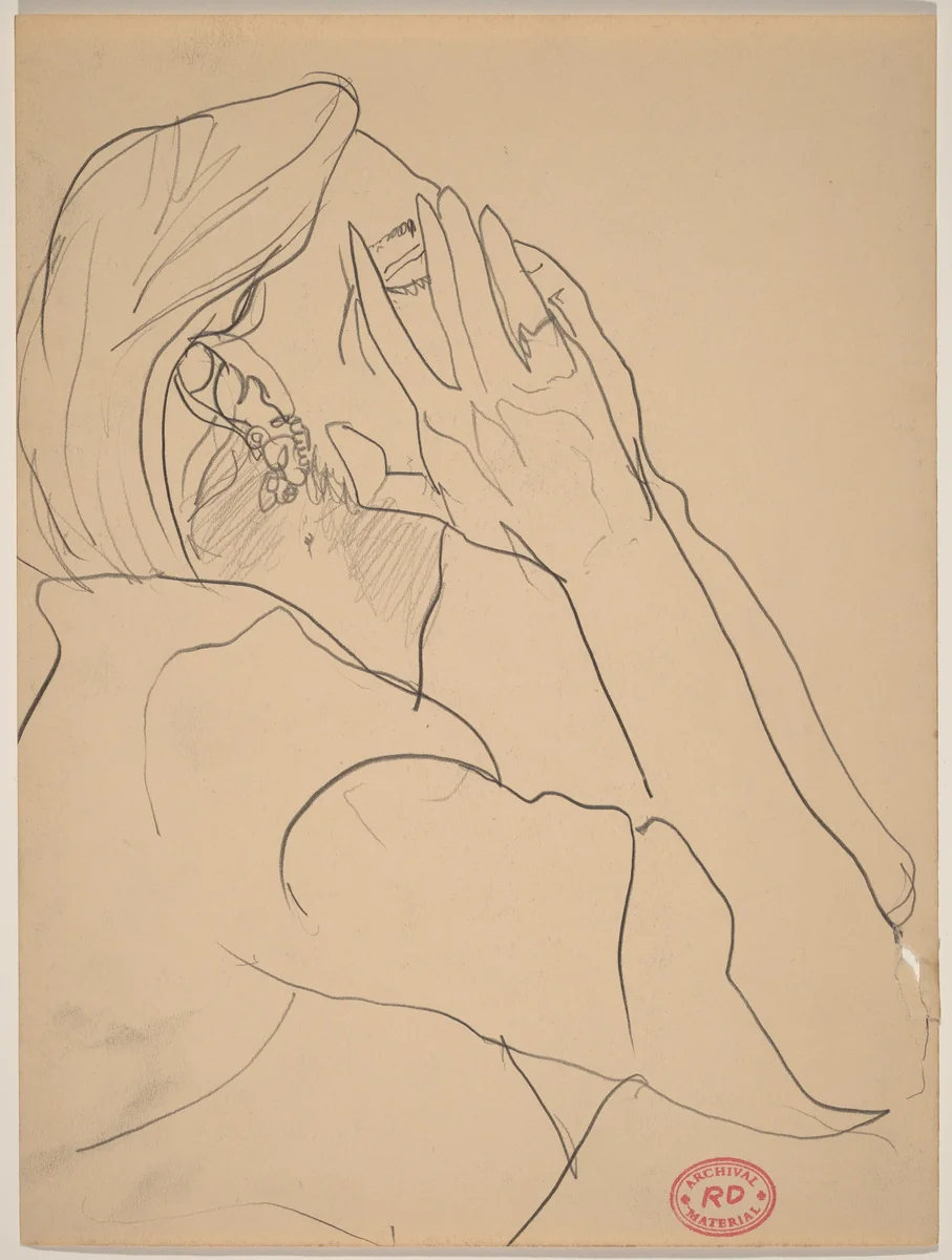 Untitled [woman covering her face with her hands] by Richard Diebenkorn, drawing, 1955-1967