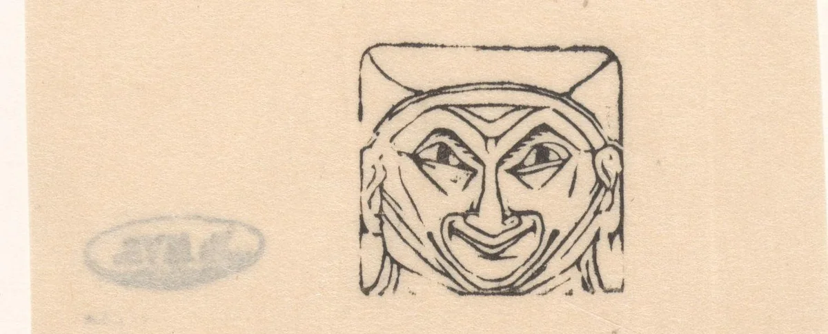 Vignet met masker by Mathieu Lauweriks, print, 1895