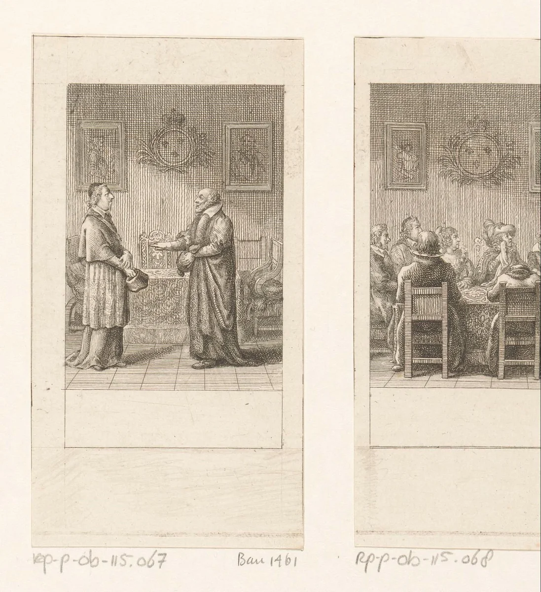 Karel van Lotharingen in gesprek met Michel de l'Hopital by Daniel Nikolaus Chodowiecki, print, 1790