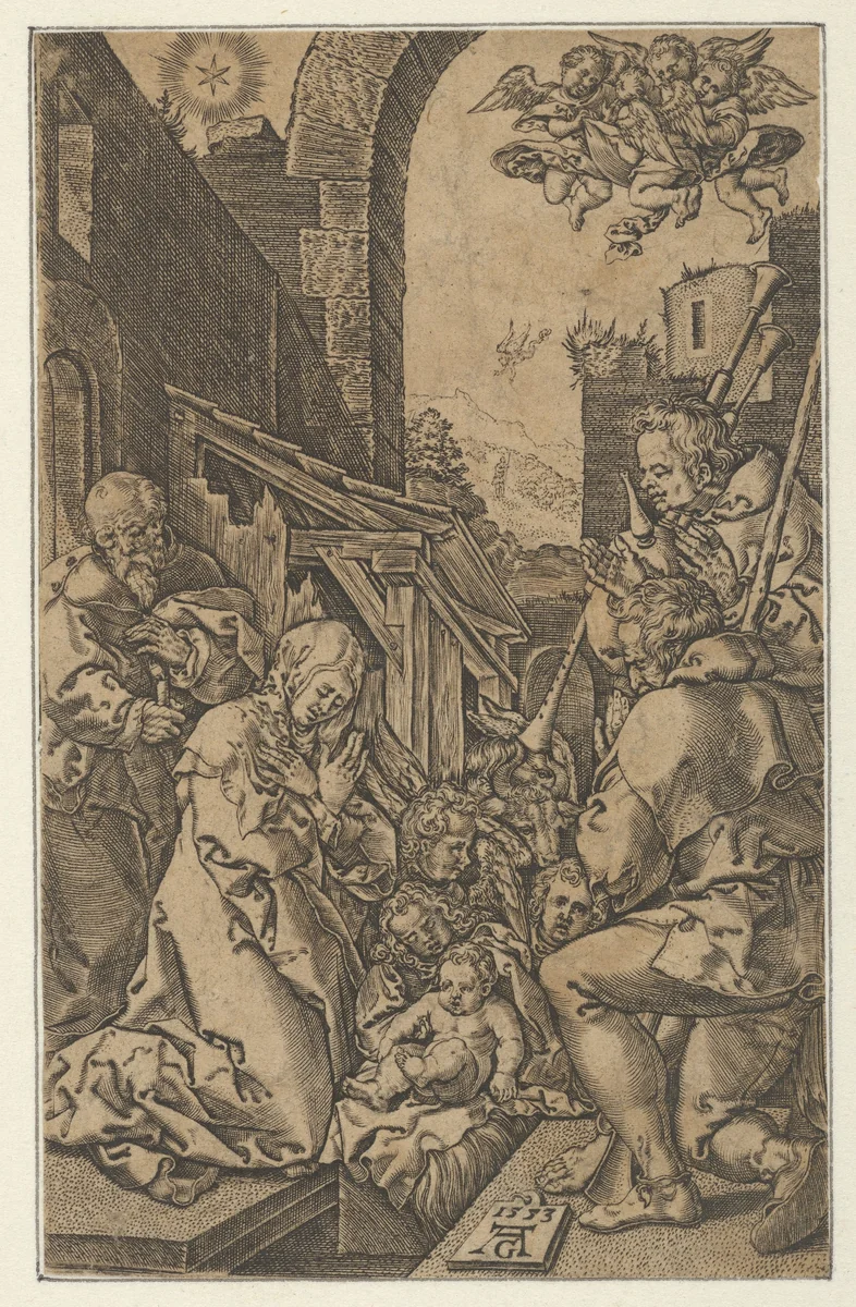 Copy of The Adoration of the Shepherds by Heinrich Aldegrever, print, 1553-1600