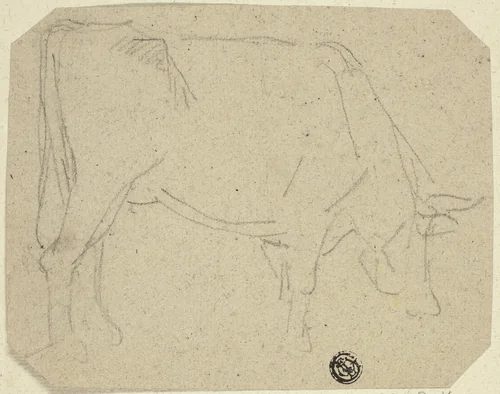 Grazing Cow (Turned to Right) (recto); Hindquarters of a Horse (verso) by Unknown Artist, drawing, 1800-1899