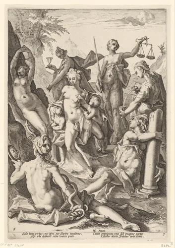 De zeven deugden by Unknown, print, 1588