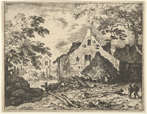 The Haybarn with Movable Roof by Allart van Everdingen, print, 1621-1675