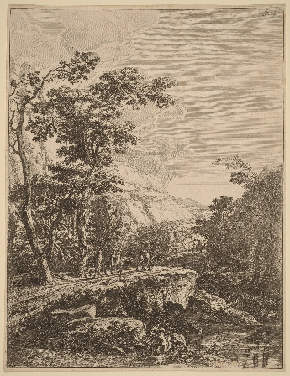 The Woman on the Hinny by Jan Both, print, 1615-1652