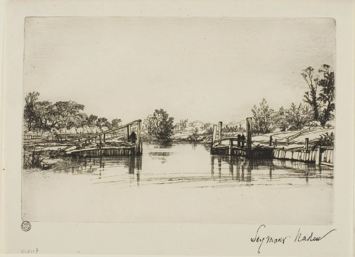 Egham Lock by Francis Seymour-Haden, print, 1854-1864