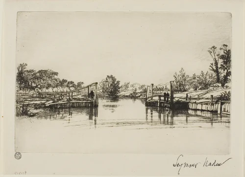 Egham Lock by Francis Seymour-Haden, print, 1854-1864