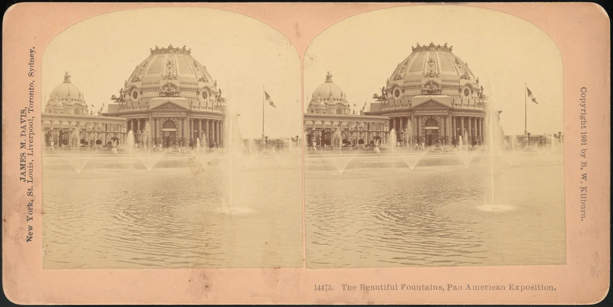 [Group of 3 Stereograph Views of the 1901 Pan American Exposition, Buffalo, New York] by James M. Davis, photograph, 1850-1919