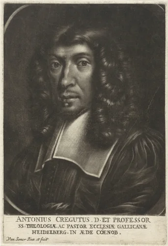 Portret van de theoloog Antonius Cregutus by Jan van Somer, print, 1655-1700