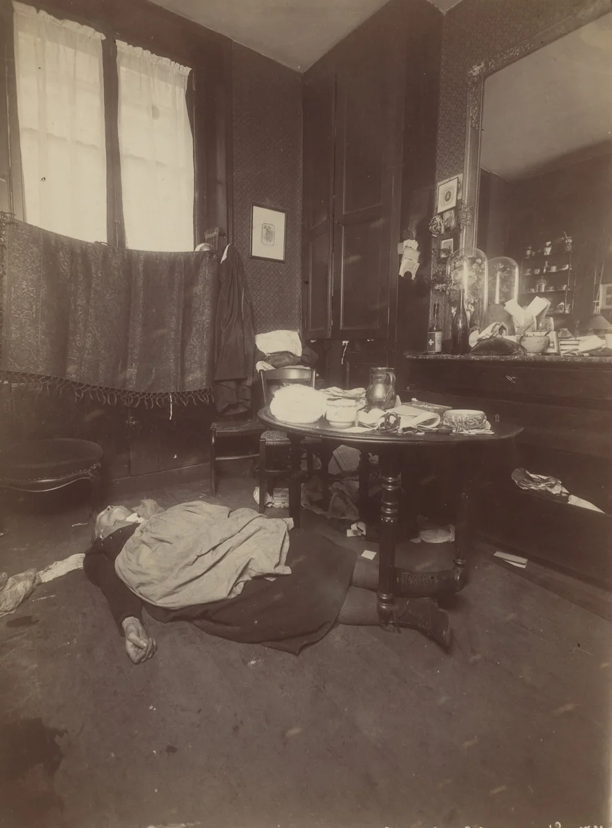 Madame Simon, as She was Found after the Crime by Prefecture of Police, photograph, 1895