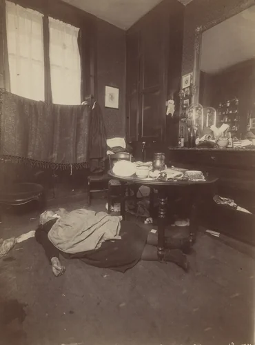 Madame Simon, as She was Found after the Crime by Prefecture of Police, photograph, 1895