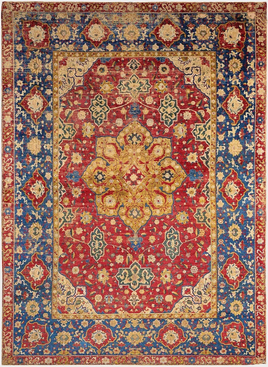 Silk Medallion Rug by Kashan, decorative art, 1550-1599