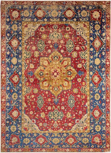 Silk Medallion Rug by Kashan, decorative art, 1550-1599