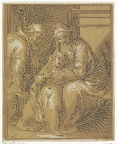 Heilige Familie by Frederick Bloemaert, print, 1650-1656