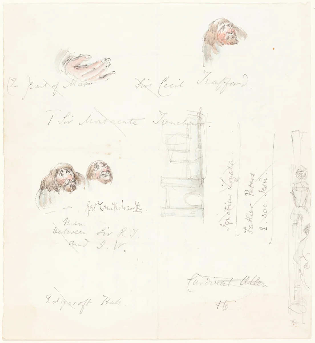 Sketches of Grotesque Faces by George Cruikshank, drawing, 1792-1878