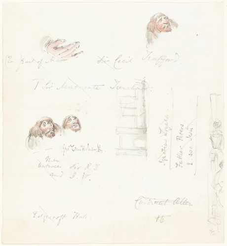 Sketches of Grotesque Faces by George Cruikshank, drawing, 1792-1878