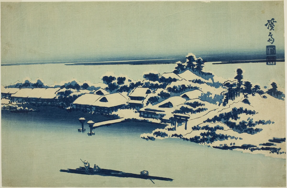 Snow on the Sumida River by Keisai Eisen (渓斎英泉), print, 1830-1834