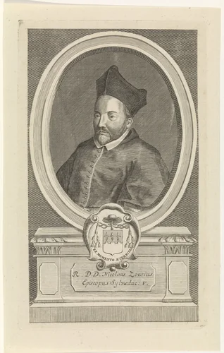 Portret van Nicolaas Zoesius by Jan Baptist Jongelinx, print, 1710-1725
