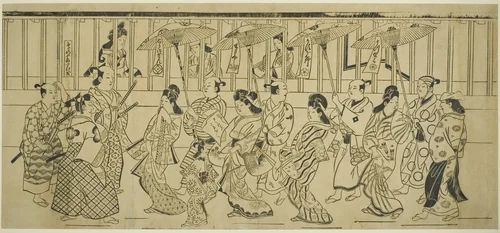 A Parade of Courtesans by Hishikawa Moronobu (菱川師宣), print, 1685-1694