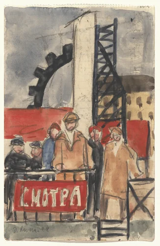 May Day, Moscow by Diego Rivera, drawing, 1928