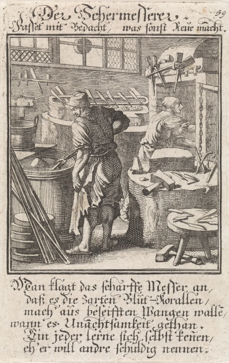 Messenmaker by Caspar Luyken, print, 1711