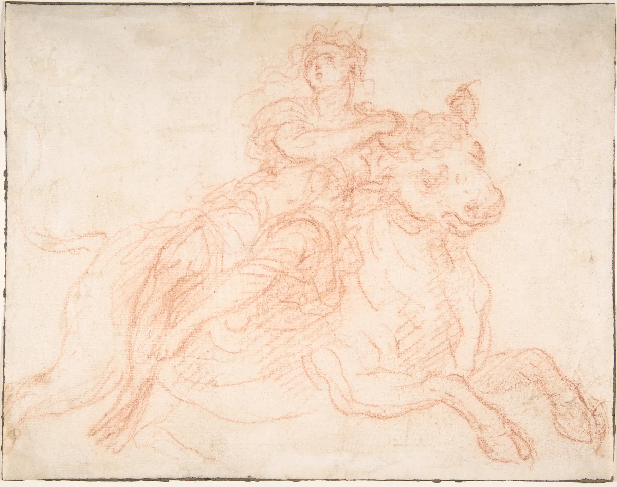 Europa and the Bull by anonymous, drawing, 1600-1700