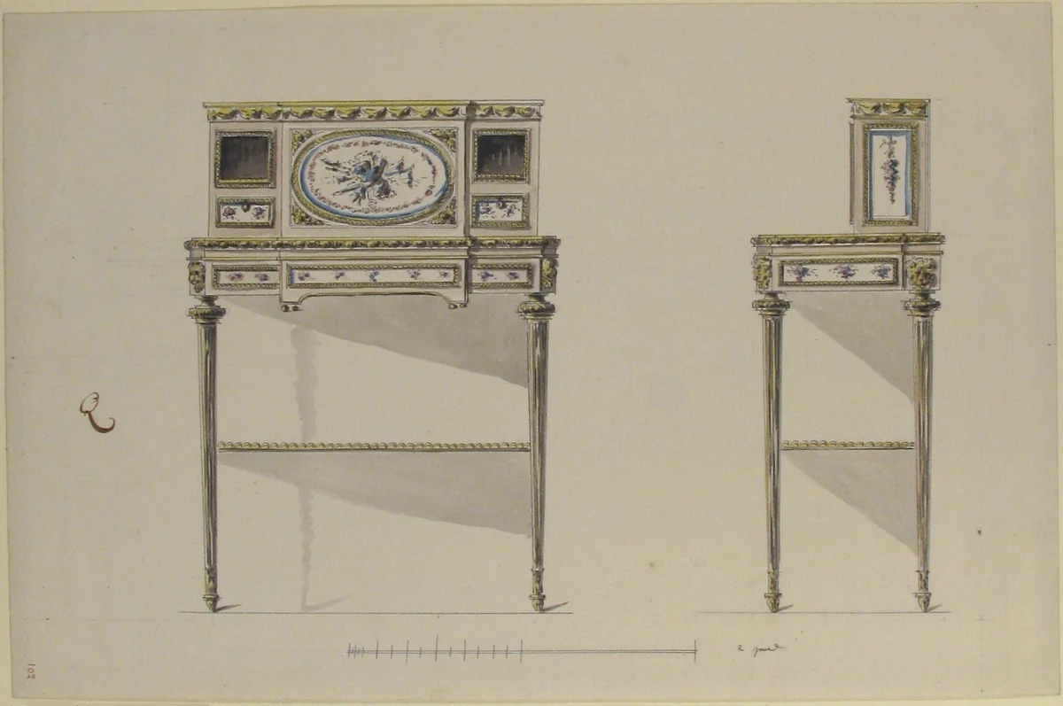 Design for a Lady's Writing Desk by anonymous, drawing, 1765-1790