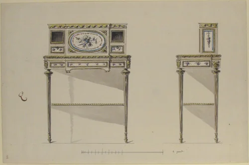 Design for a Lady's Writing Desk by anonymous, drawing, 1765-1790