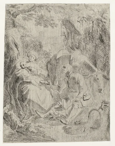 The Rest on the Flight into Egypt by Rembrandt van Rijn, print, 1626