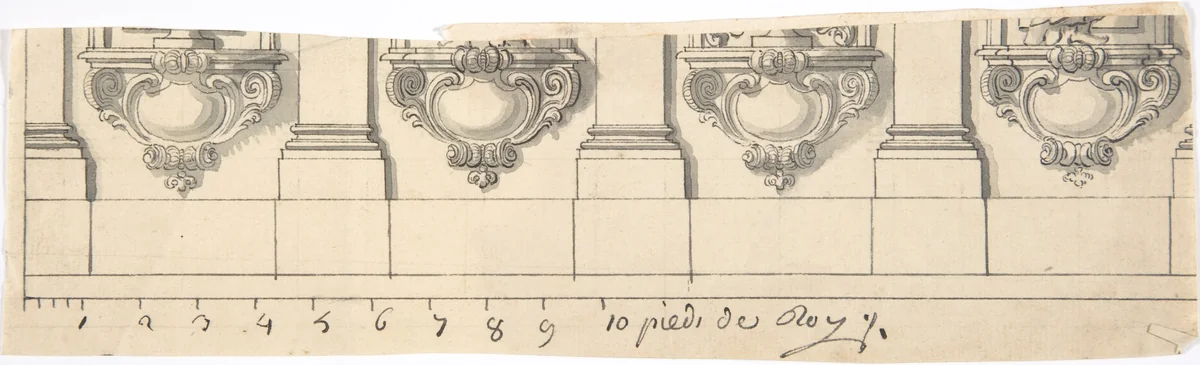 Fragment of an Architectural Design by anonymous, drawing, 1700-1799