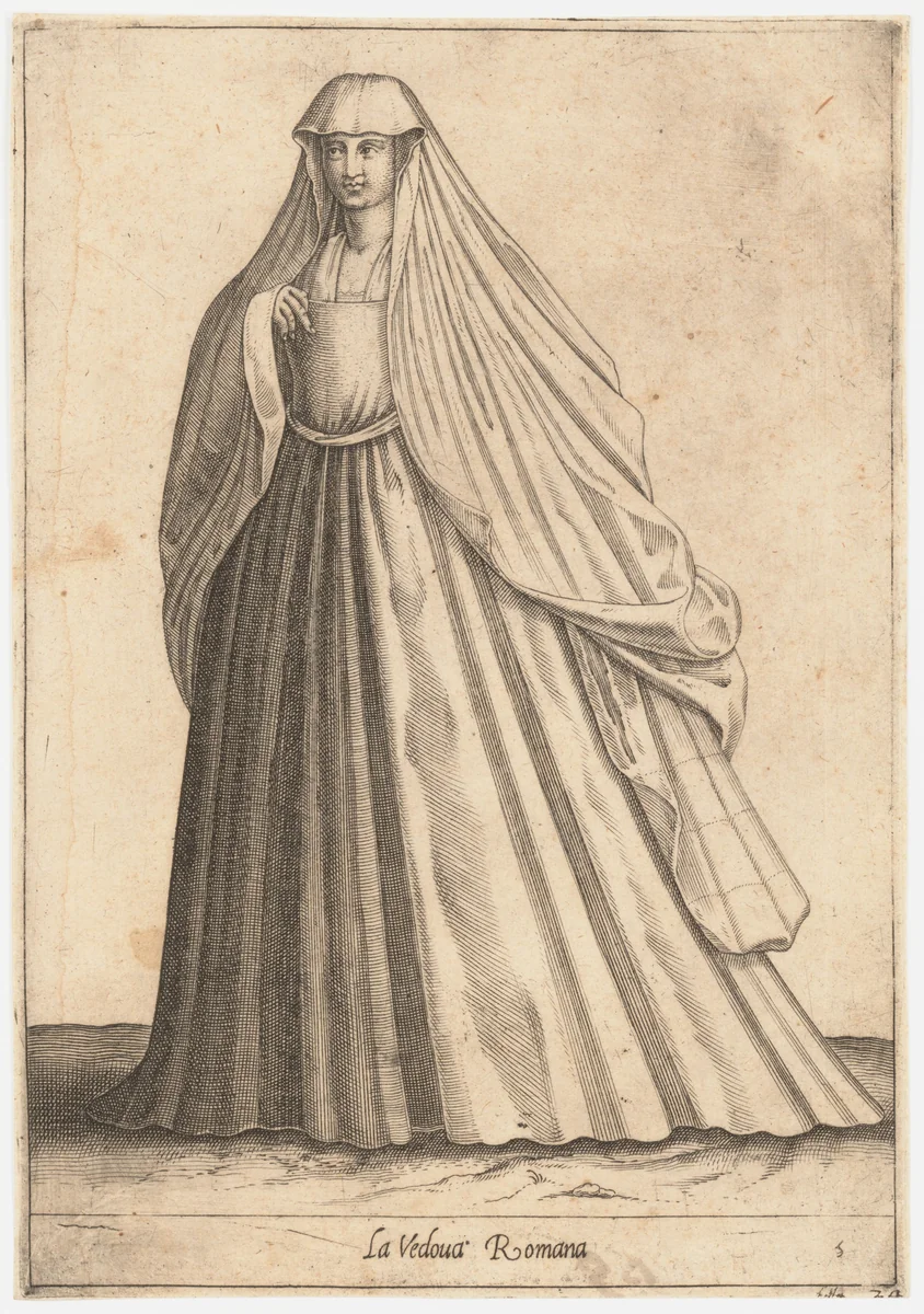 La Vedova Romana by Pietro Bertelli, print, 1575-1585