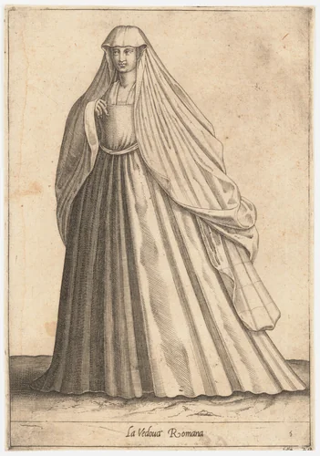La Vedova Romana by Pietro Bertelli, print, 1575-1585
