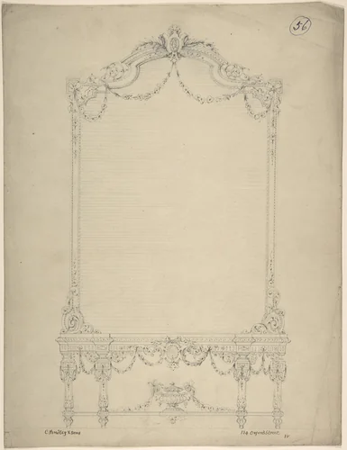 Design for a Rectangular Mirror over a Side Table by Charles Hindley and Sons, drawing, 1841-1884