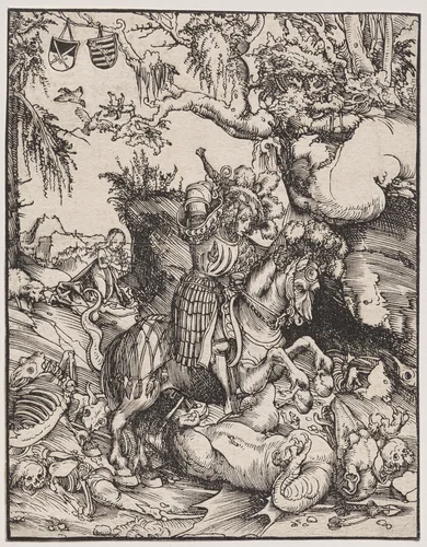 Saint George Slaying the Dragon by Lucas Cranach, print, 1510-1515