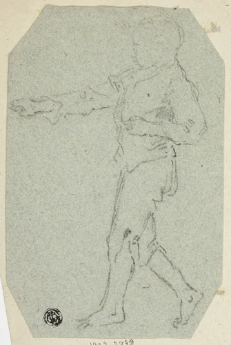 Boy Walking in Profile by Unknown Artist, drawing, 1800-1899