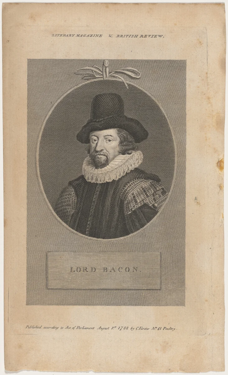 Lord Bacon by C. Forster, print, 1788