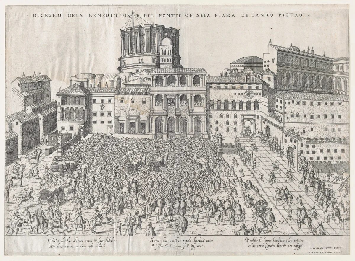 Papal Benediction, from "Speculum Romanae Magnificentiae" by Giovanni Ambrogio Brambilla, print, 1565-1585