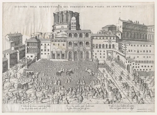 Papal Benediction, from "Speculum Romanae Magnificentiae" by Giovanni Ambrogio Brambilla, print, 1565-1585