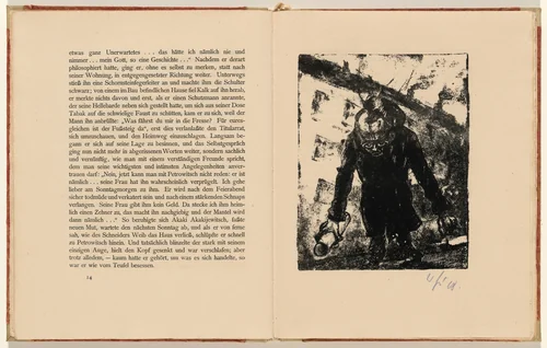 Akaki geht ratlos auf der Straße (Akaki Walks Helplessly on the Street) (plate 4) from Der Mantel (The Coat) by Walter Gramatté, volume, 1919