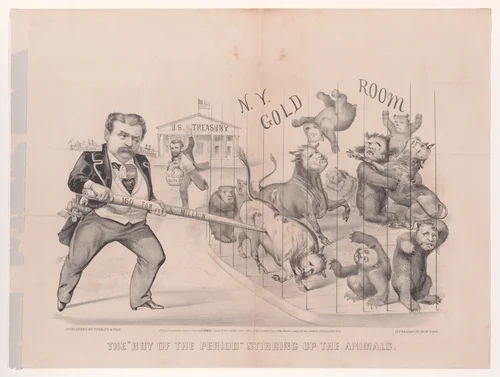 The "Boy of the Period" Stirring up the Animals by Currier & Ives, print, 1869