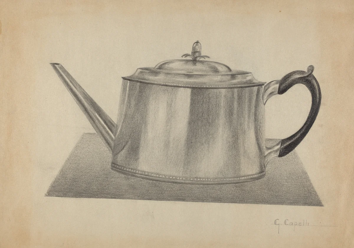 Silver Teapot by Giacinto Capelli, index of american design, 1936