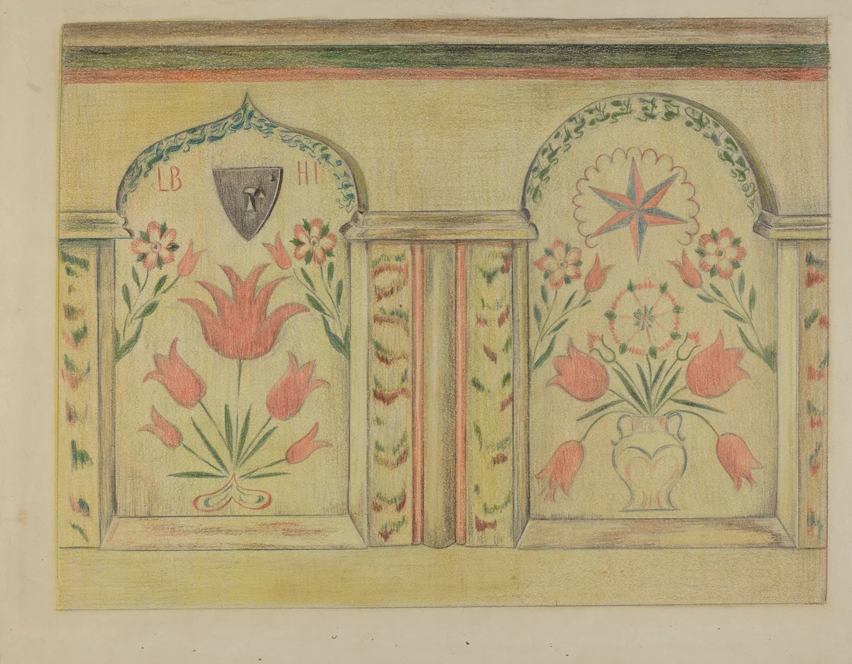 Pa. German Love Chest by Ella Sterling, index of american design, 1935-1942