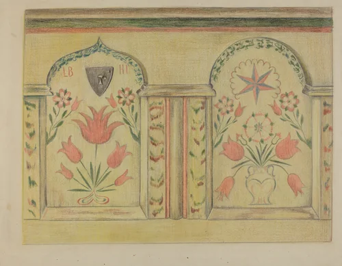 Pa. German Love Chest by Ella Sterling, index of american design, 1935-1942