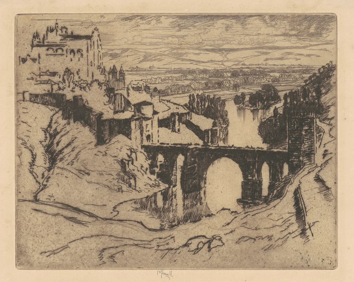St. Martin's Bridge, Toledo by Joseph Pennell, print, 1904