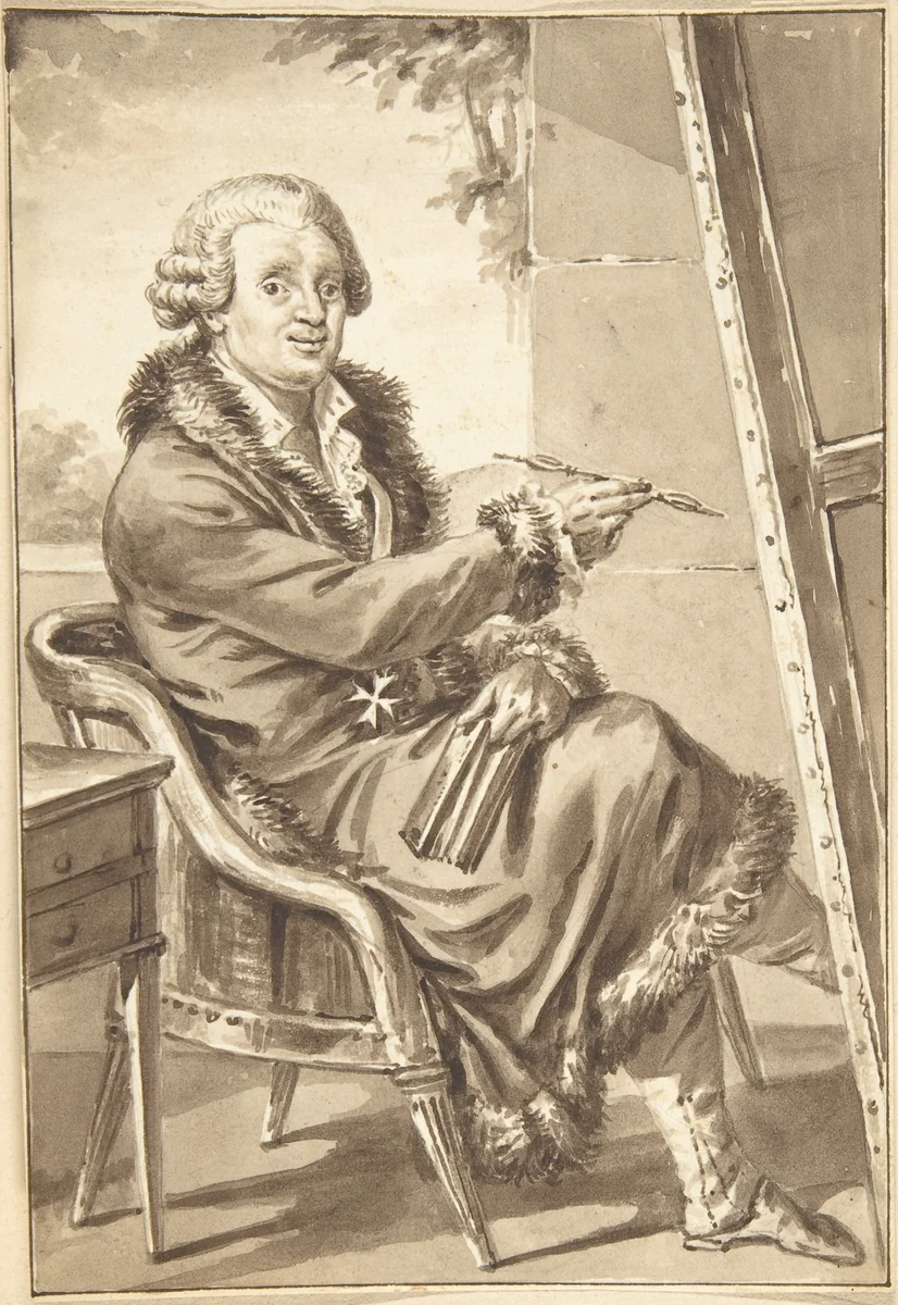 Portrait of Cavaliere Pompeo Batoni by Jean-Baptiste-François Bosio, drawing, 1780-1827