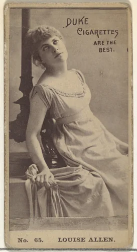 Card Number 65, Louise Allen, from the Actors and Actresses series (N145-6) issued by Duke Sons & Co. to promote Duke Cigarettes by W. Duke, Sons & Co., photograph, 1880-1889